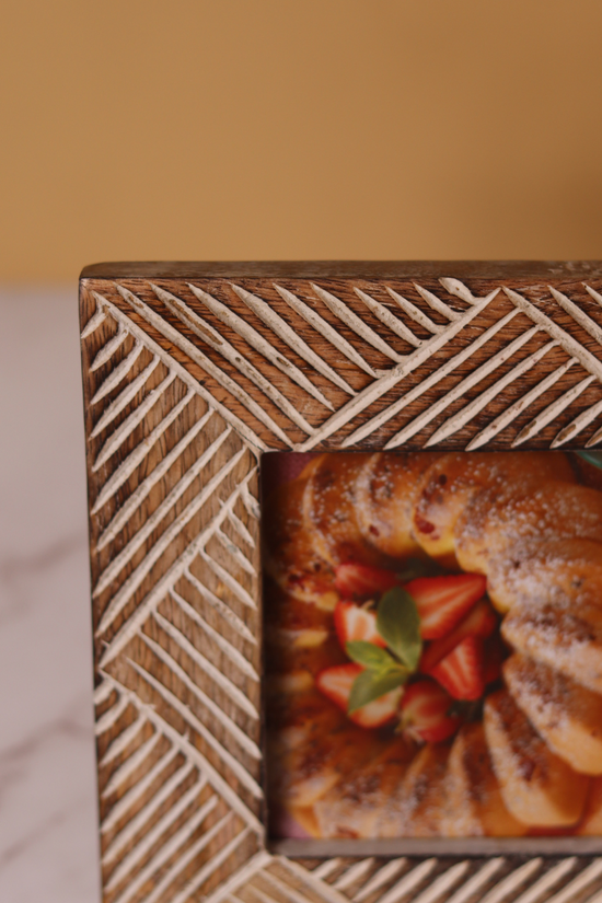 Wooden photo frame closeup 