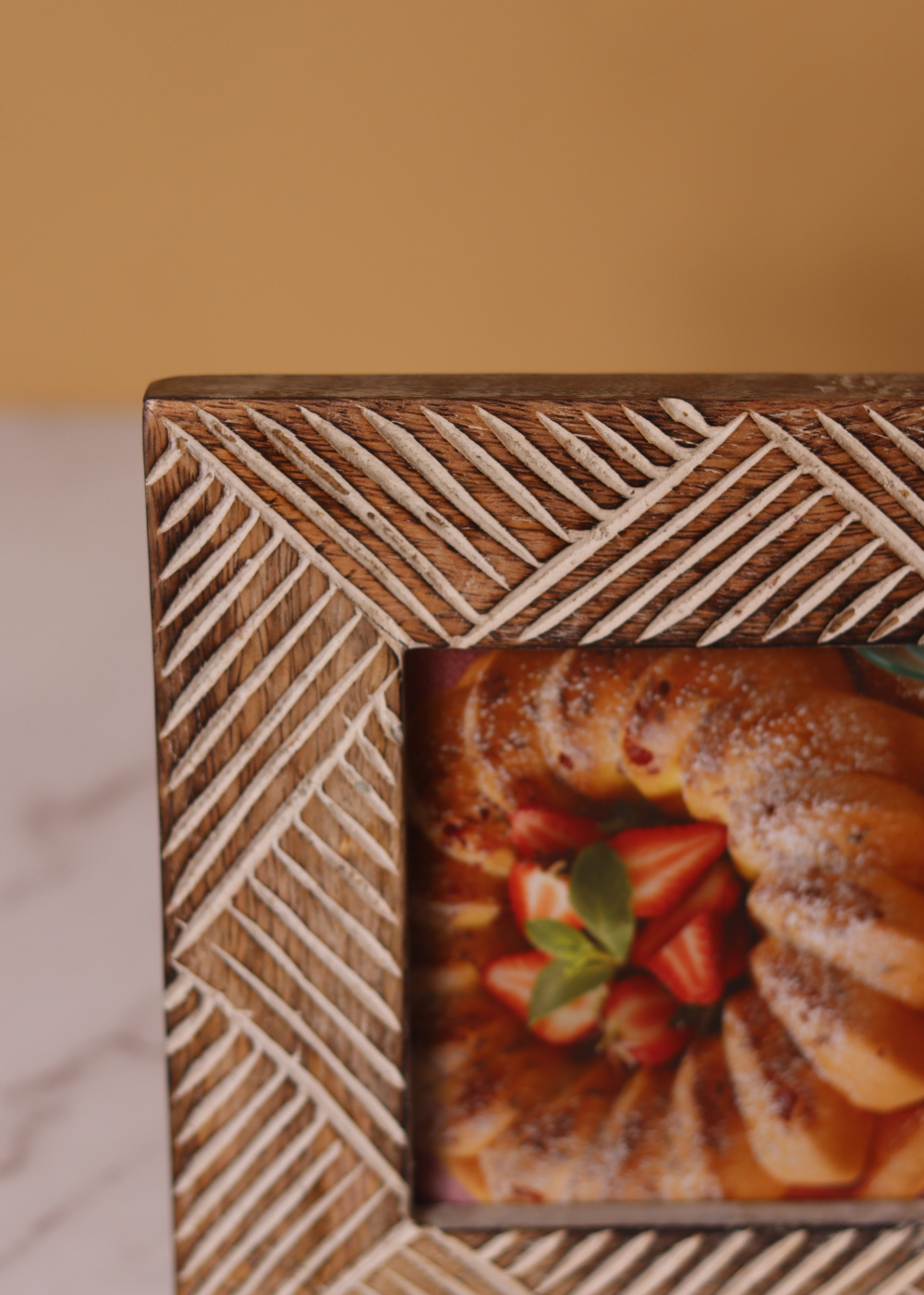 Wooden photo frame closeup 