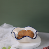 White & Blue Curvy Bowl With Biscuits