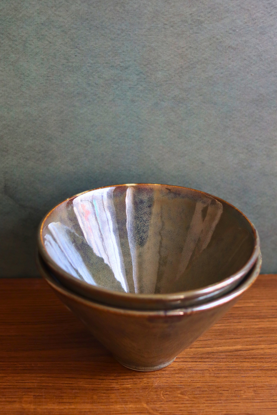 olive conical bowl made by ceramic 