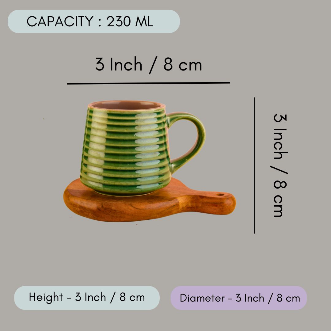 Metallic Green Striped Mug