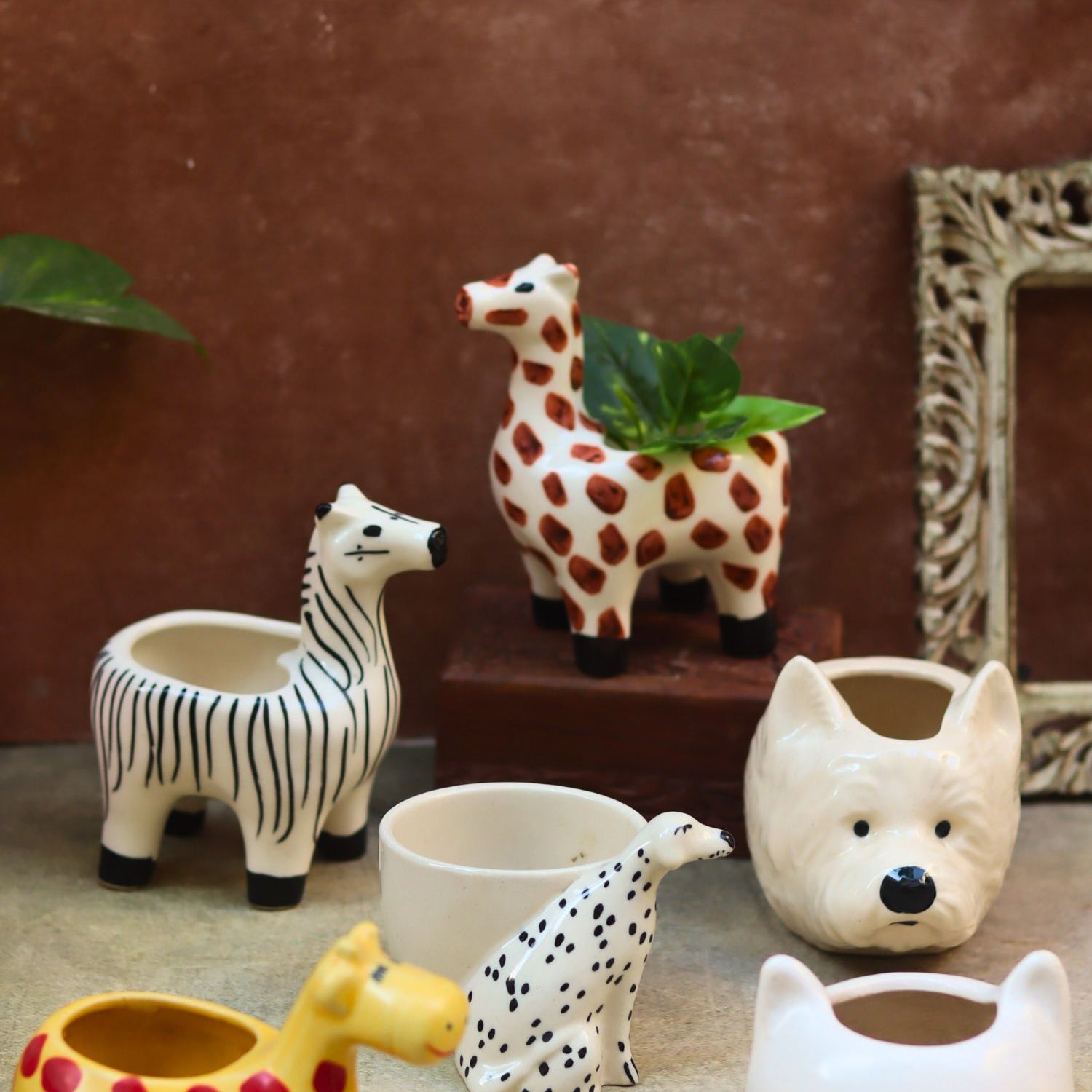 Handmade Set of 6 Charming Animal Planters combo