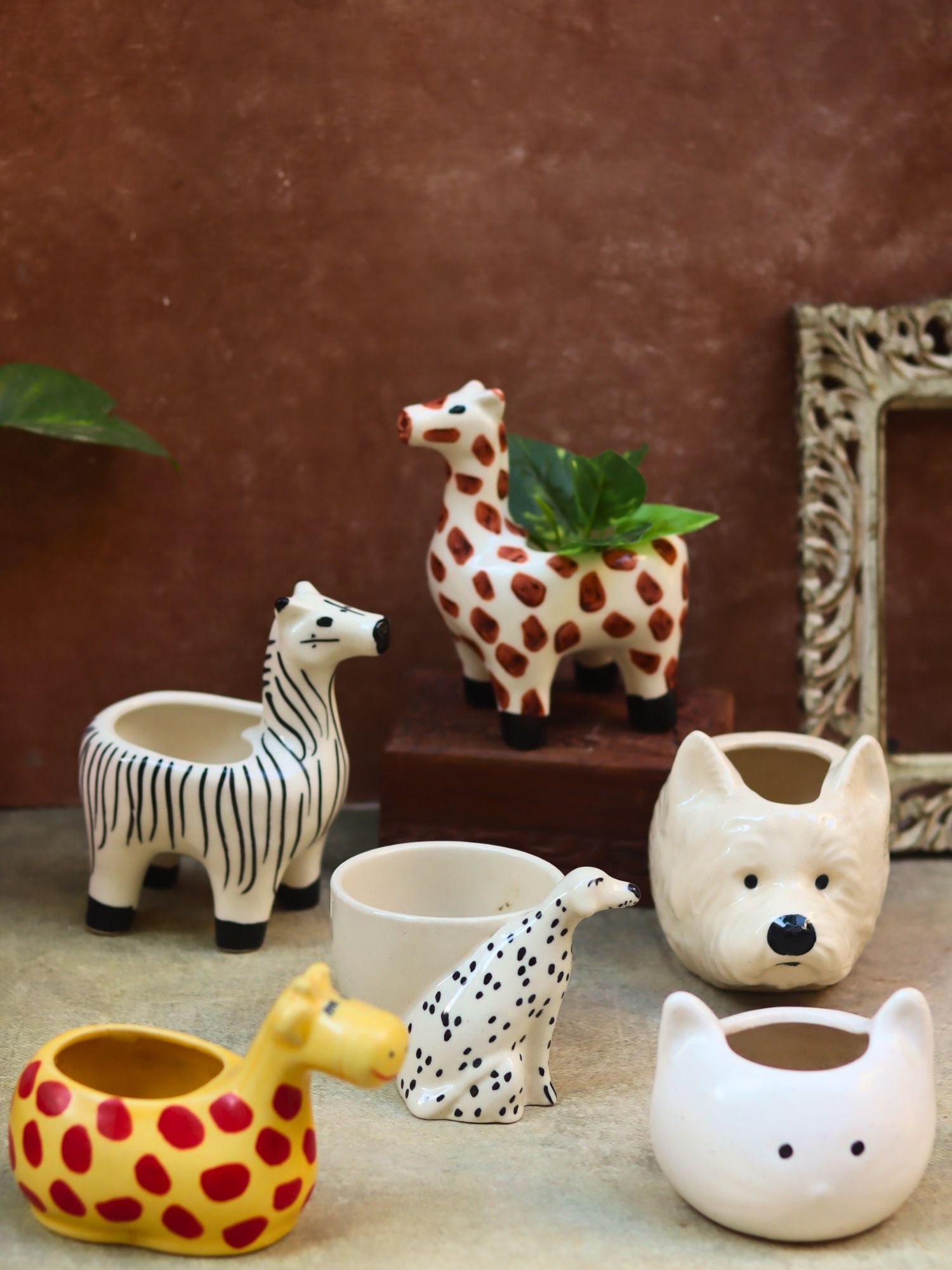 Handmade Set of 6 Charming Animal Planters combo