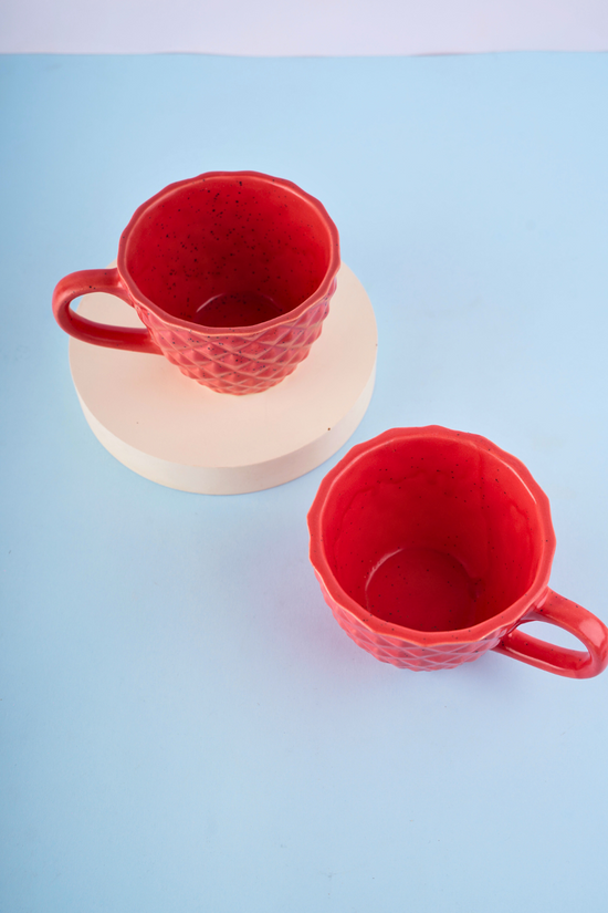 red diamond mug made by ceramic 