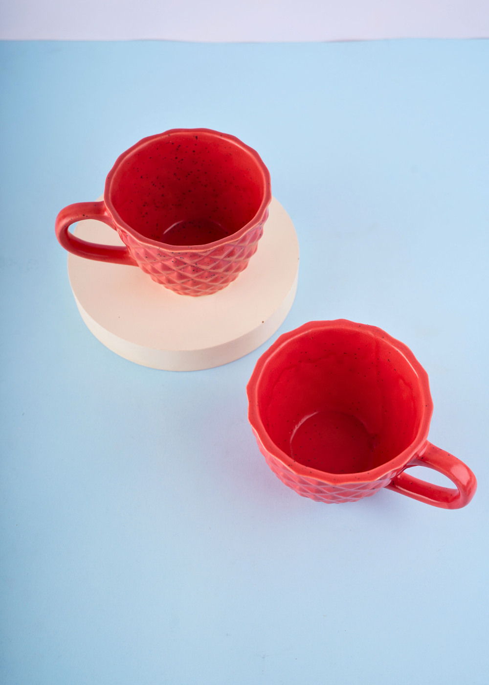 red diamond mug made by ceramic 