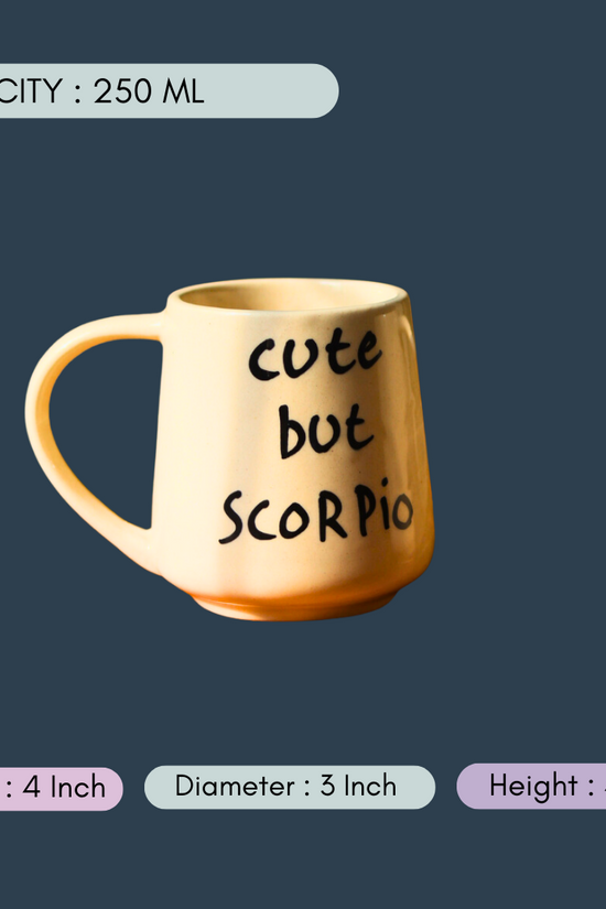handmade cute but  scorpio mug with measurement