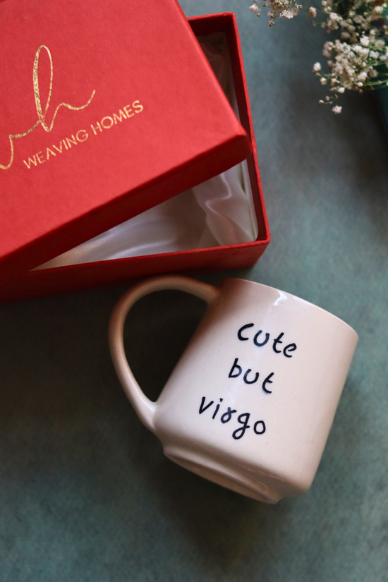Cute But Virgo Mug in a gift box handmade in india