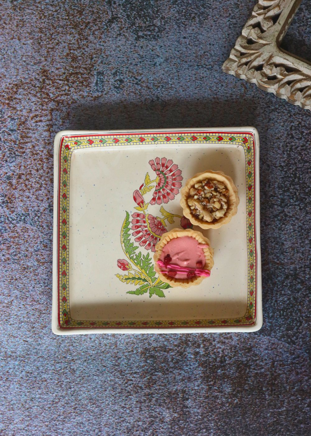 handmade red motif platter