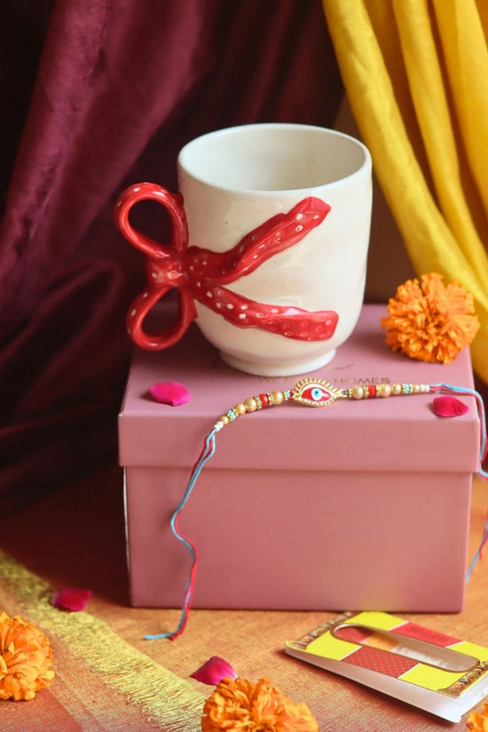 Pinteresty Bow Mug Rakhi Gift Box handmade in India