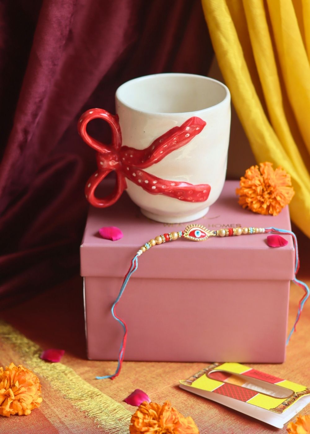 Pinteresty Bow Mug Rakhi Gift Box handmade in India