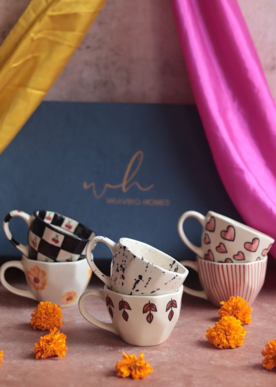 Handmade Set of 6  Artful Mugs (for the price of 5) Diwali Gift Box