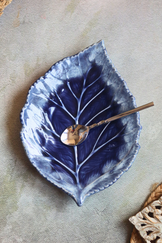 Handmade ceramic leaf platter 