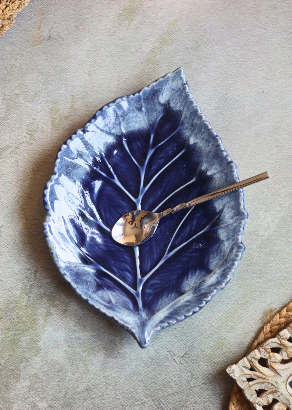Handmade ceramic leaf platter 