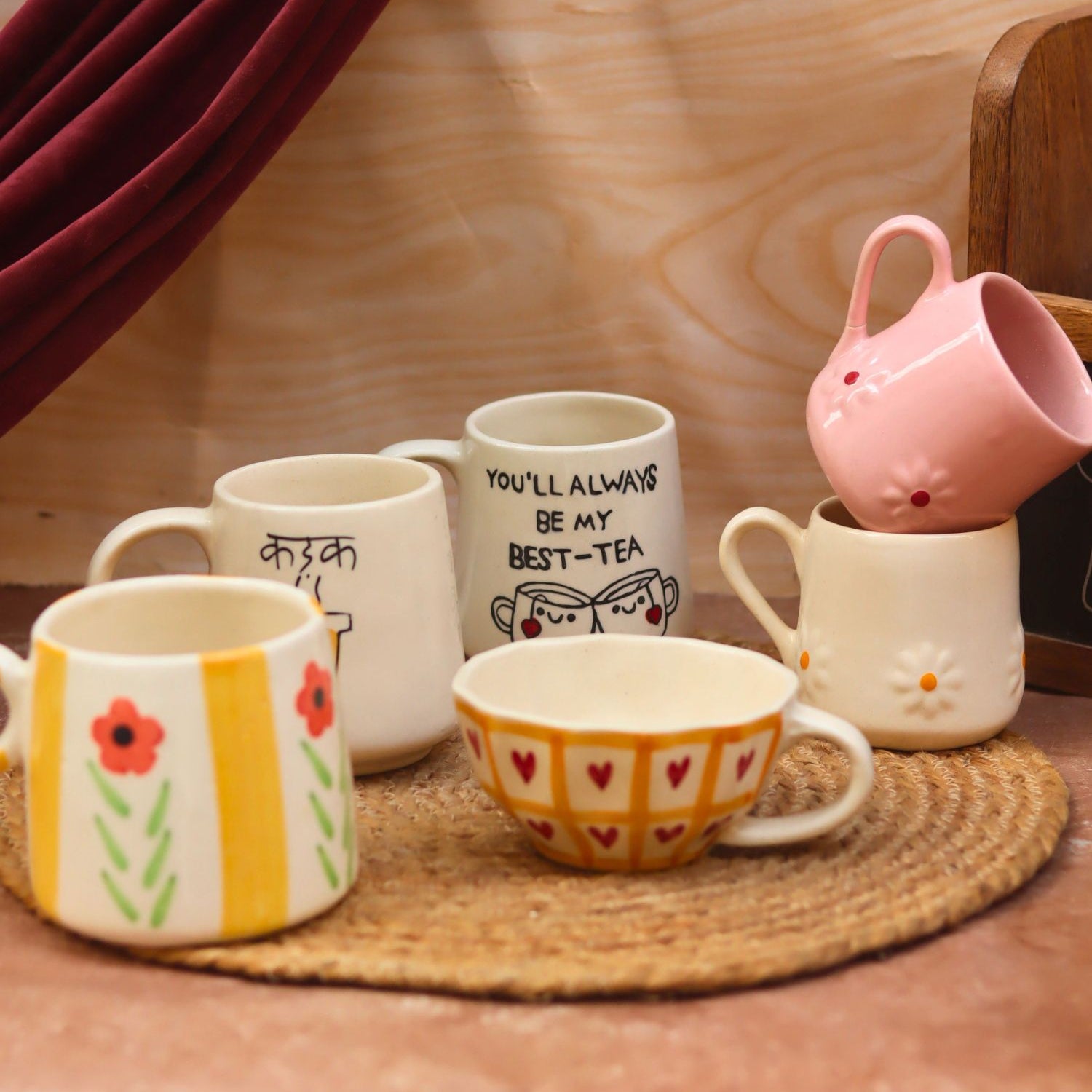 Handmade Set of 6 Aesthetic Brew Mugs (for the price of 5)