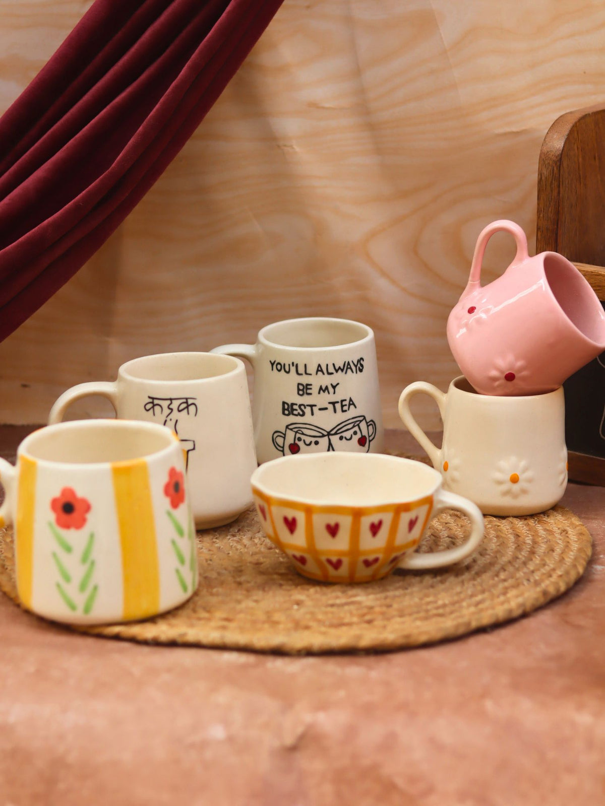 Handmade Set of 6 Aesthetic Brew Mugs (for the price of 5)