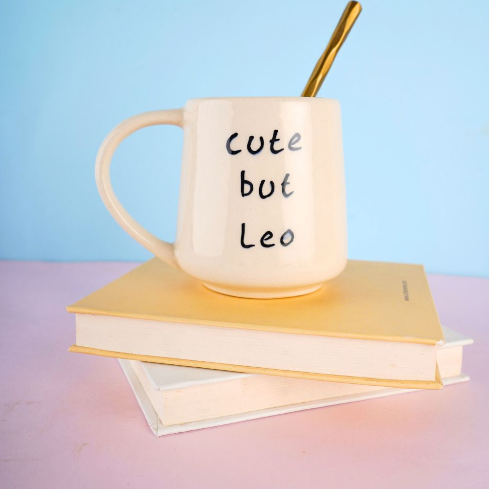 handmade cute but leo mug