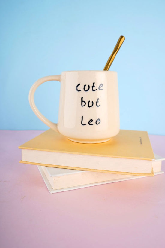 handmade cute but leo mug