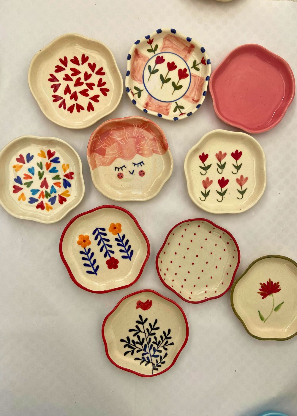 Set of 10 Floral Heart Handmade Dessert plate (for the price of 7) made by ceramic