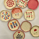 Set of 10 Floral Heart Handmade Dessert plate (for the price of 7) made by ceramic