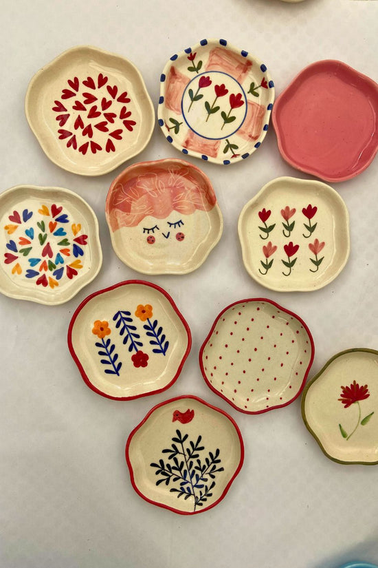 Set of 10 Floral Heart Handmade Dessert plate (for the price of 7) made by ceramic