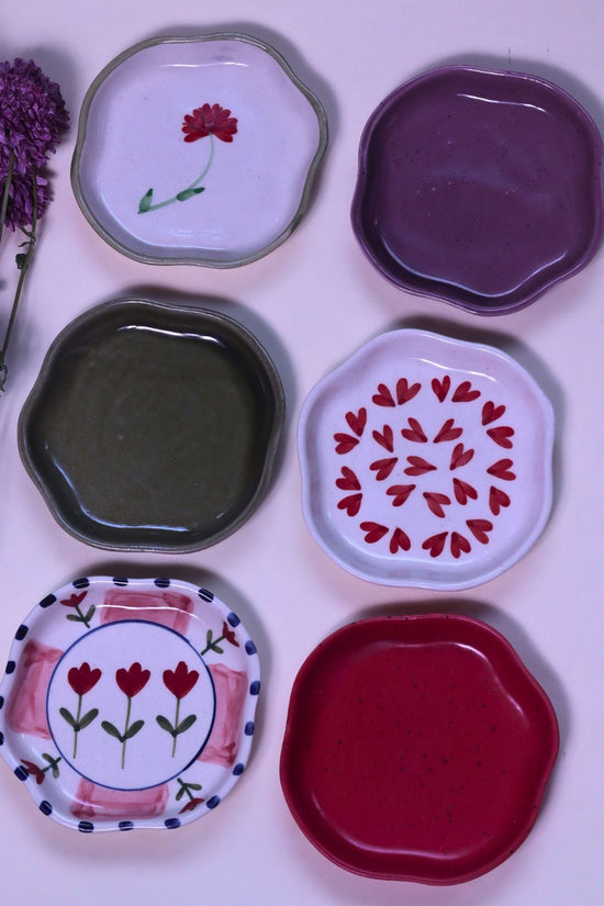 Set of 6 HandPainted & Neutrals Handmade Dessert Plate (for the price of 5) made by ceramic