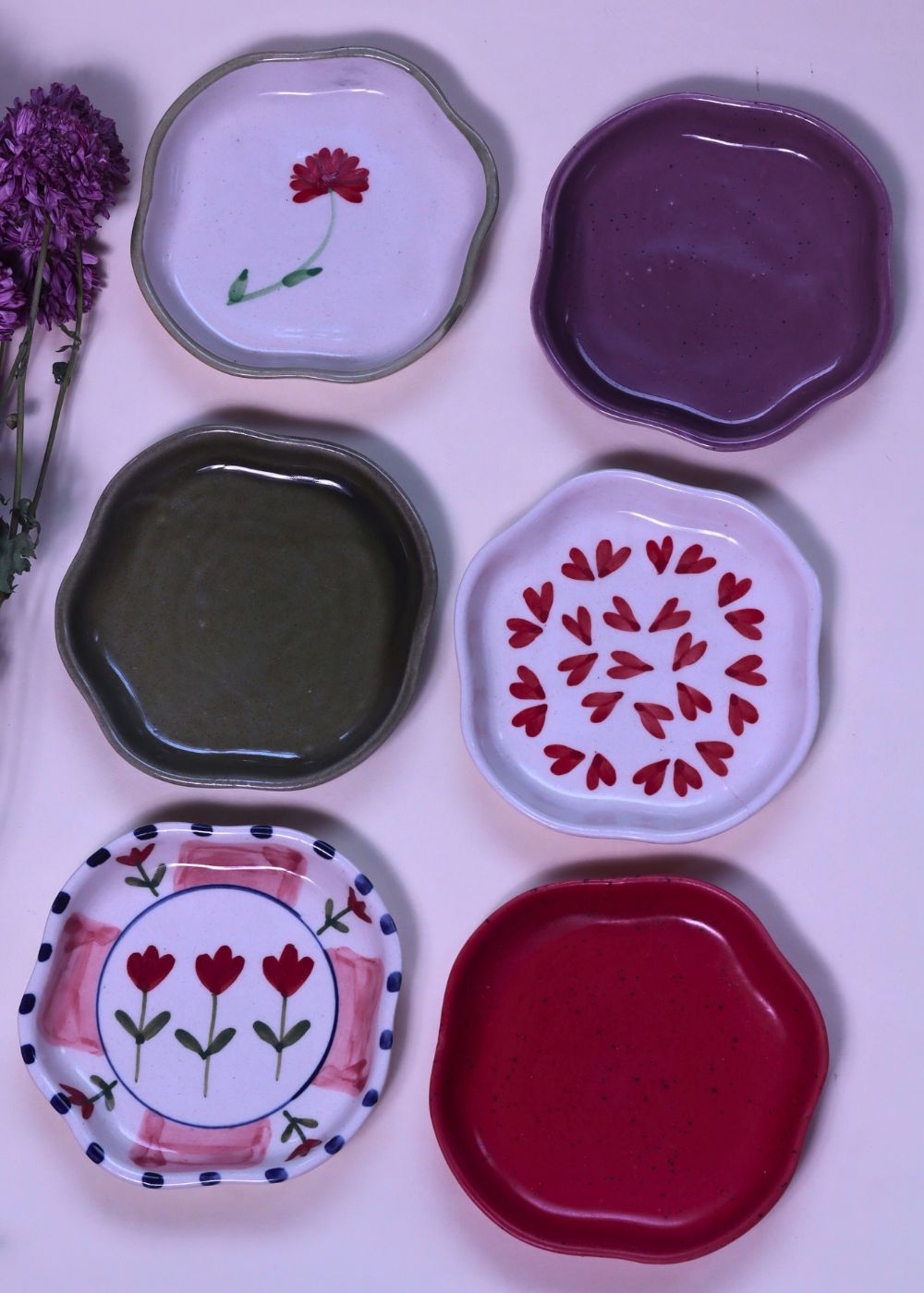 Set of 6 HandPainted & Neutrals Handmade Dessert Plate (for the price of 5) made by ceramic