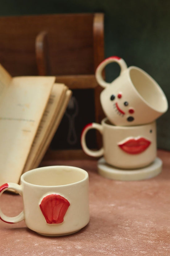Set of 3 - Happy Faces Mugs combo handmade in india