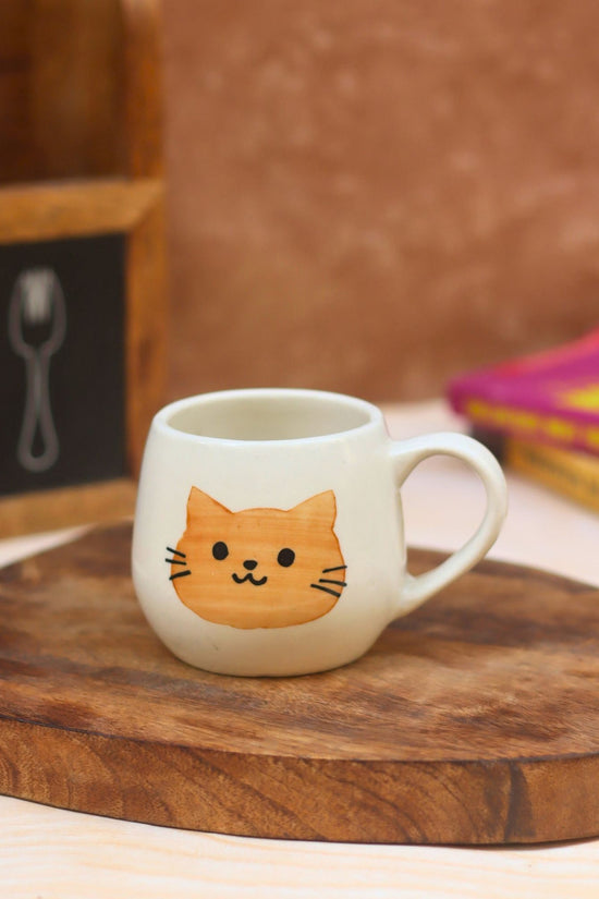 Witty Cat Mug - Brown handmade in India