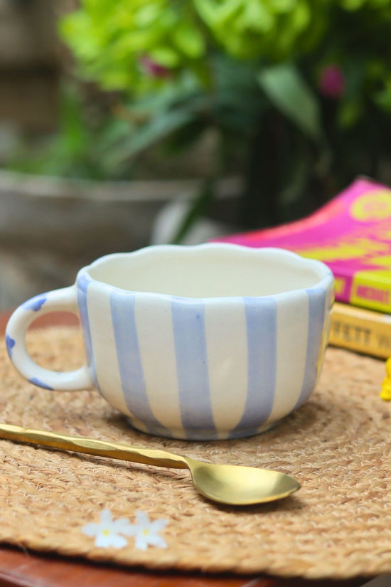 Blue Striped Mug handmade in India