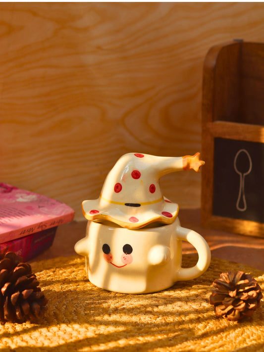handmade Spooky Ghost Mug with Lid
