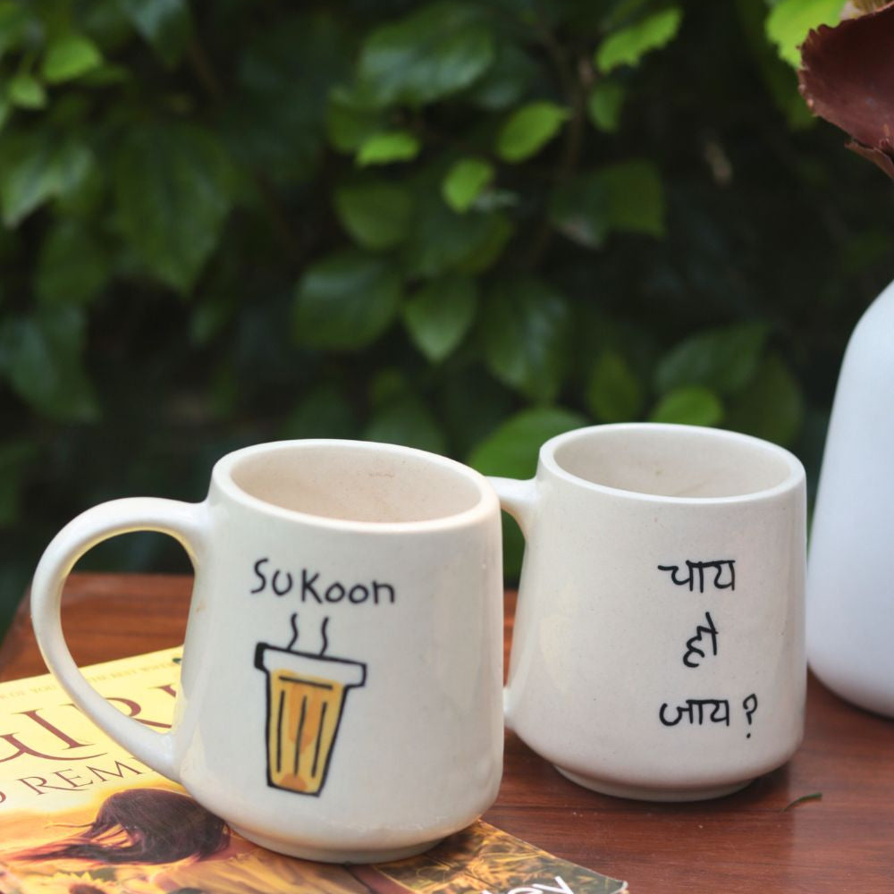 Set of 2 - Sukoon & Chai Ho Jaye Mug - The Chai Lover Edit made by ceramic