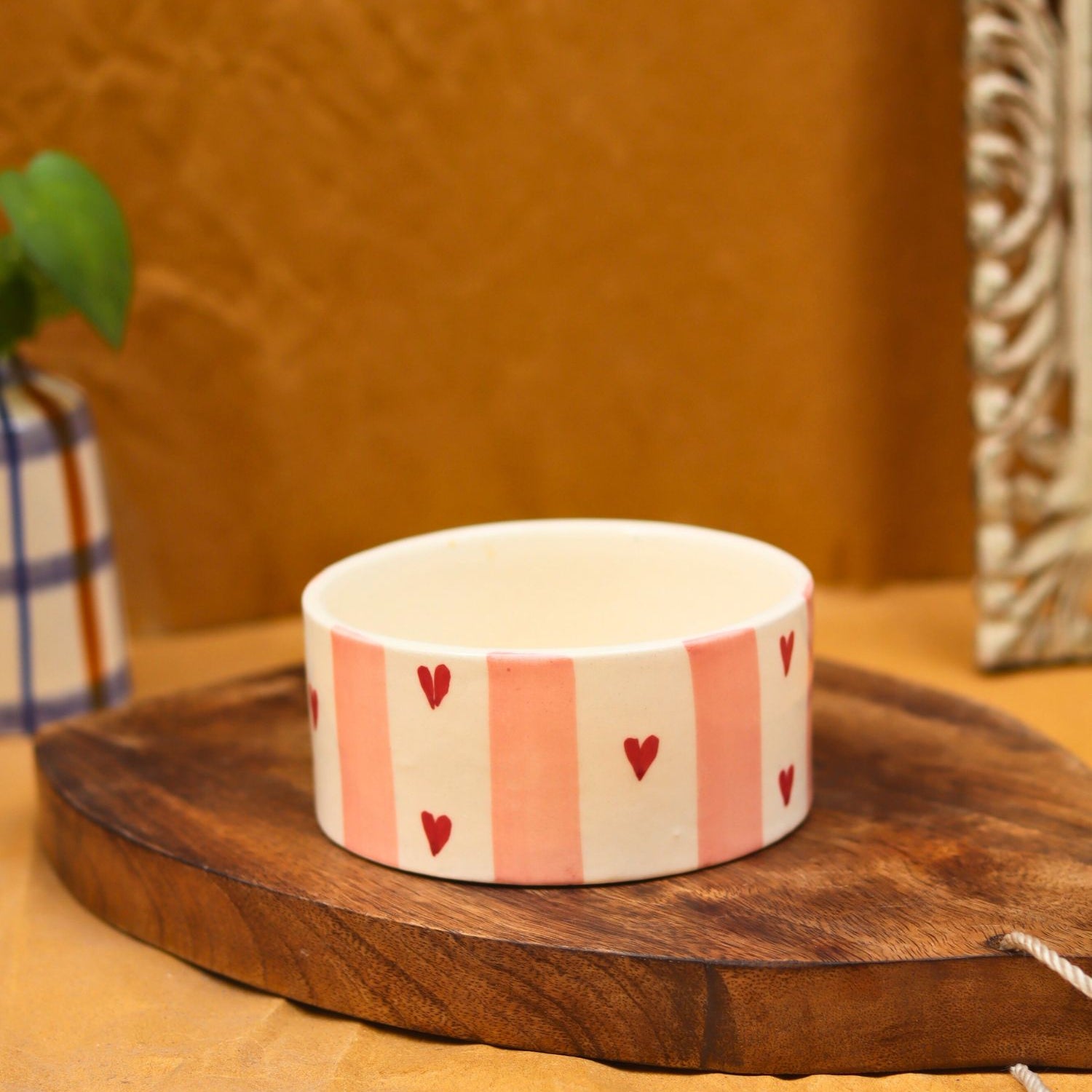 handmade Striped heart Bowl
