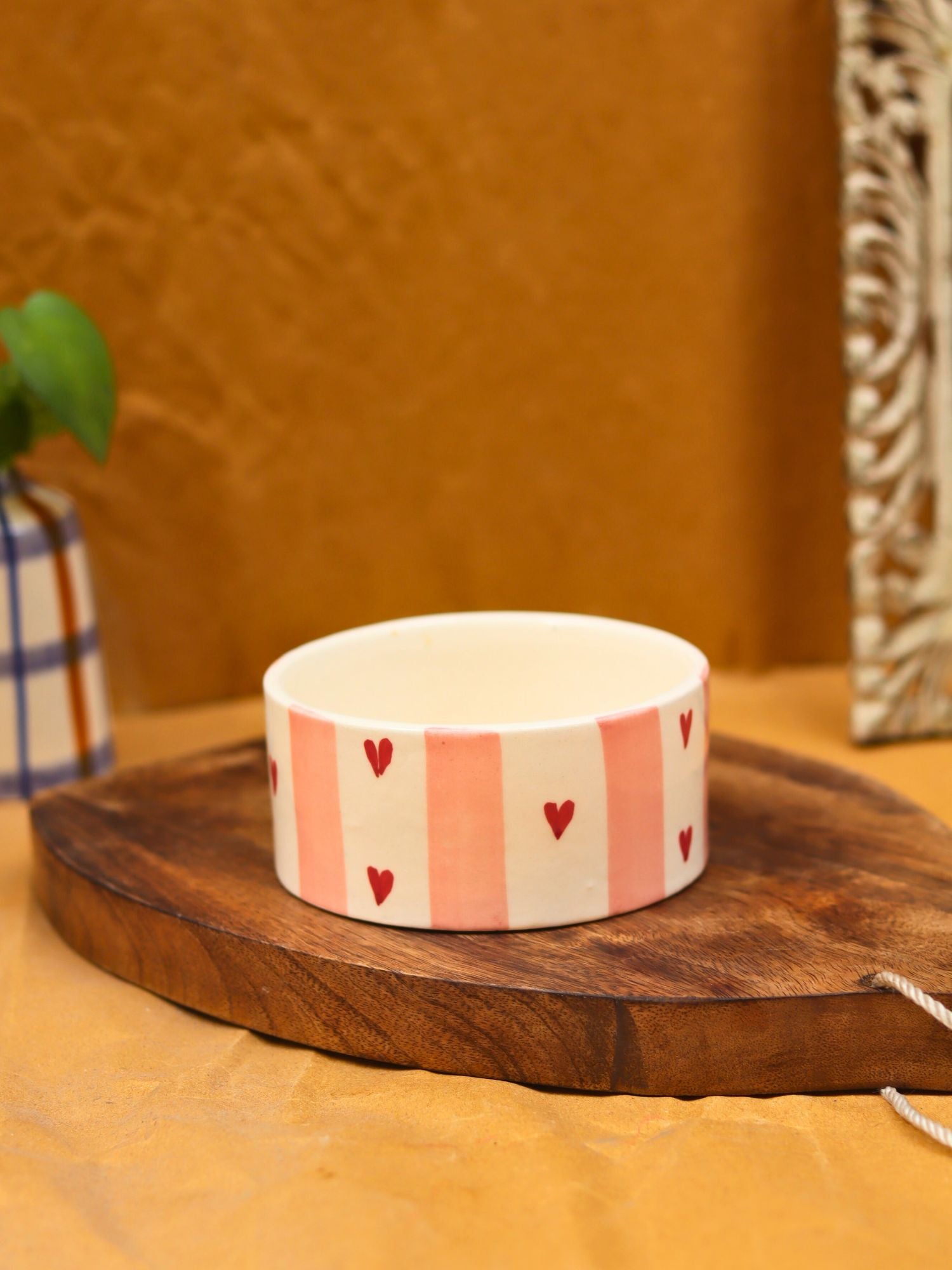 handmade Striped heart Bowl