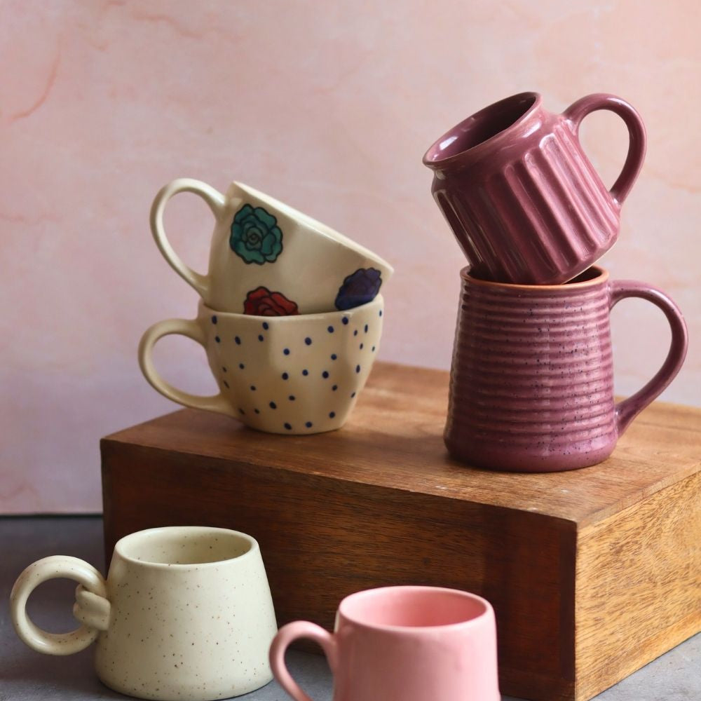 Set of 6 Sip & Smile Mugs Combo (for the price of 5) made by ceramic