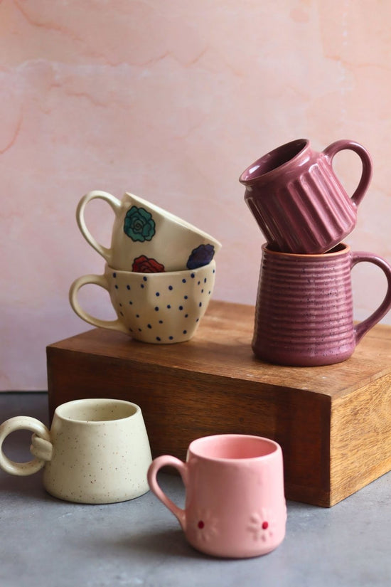 Set of 6 Sip & Smile Mugs Combo (for the price of 5) made by ceramic