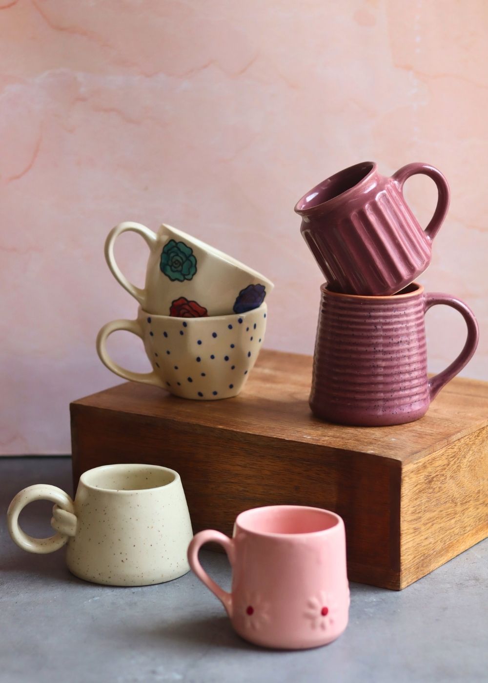 Set of 6 Sip & Smile Mugs Combo (for the price of 5) made by ceramic