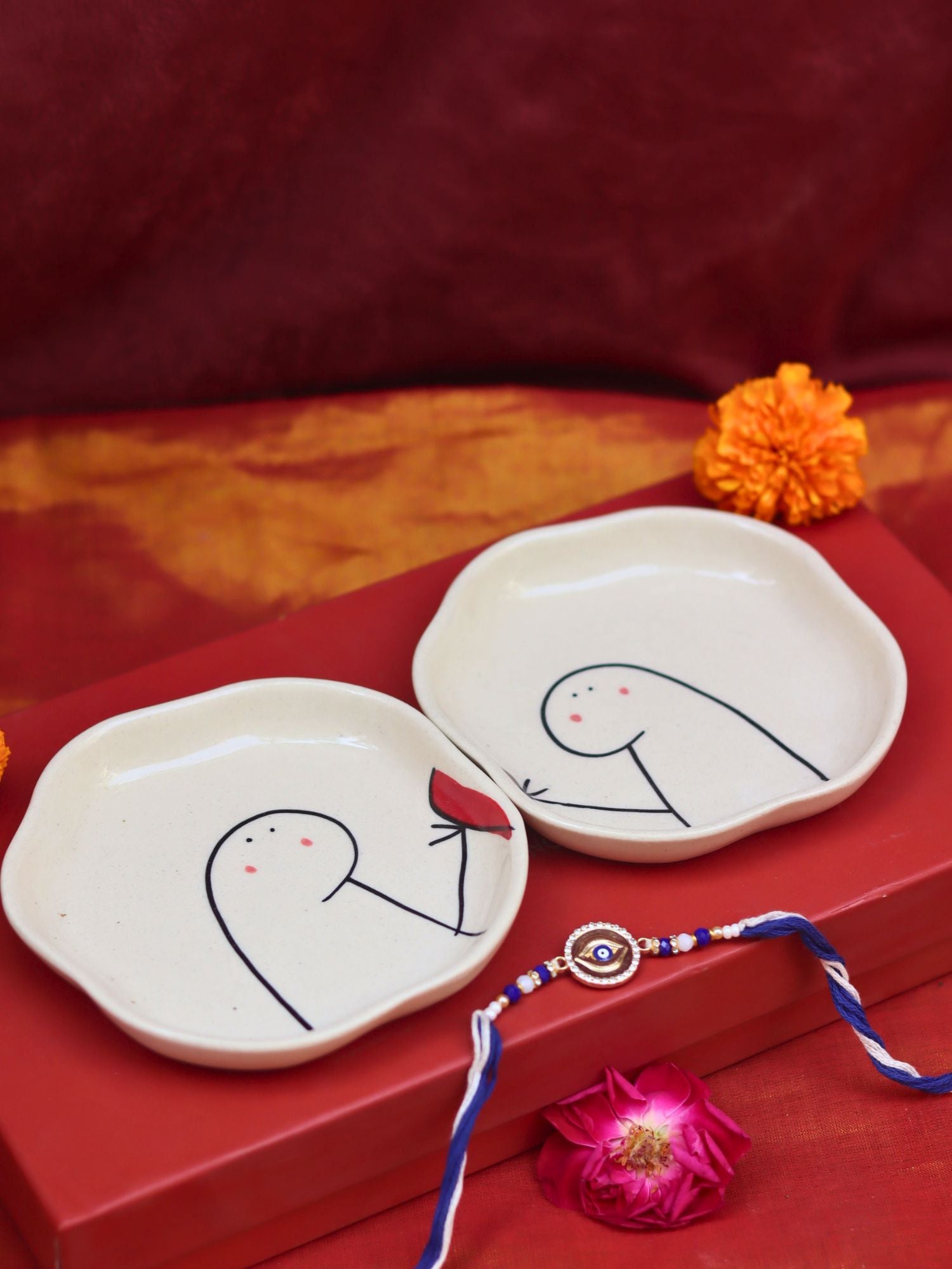 Hum - Tum Handmade Dessert plate Rakhi Gift box with premium quality material