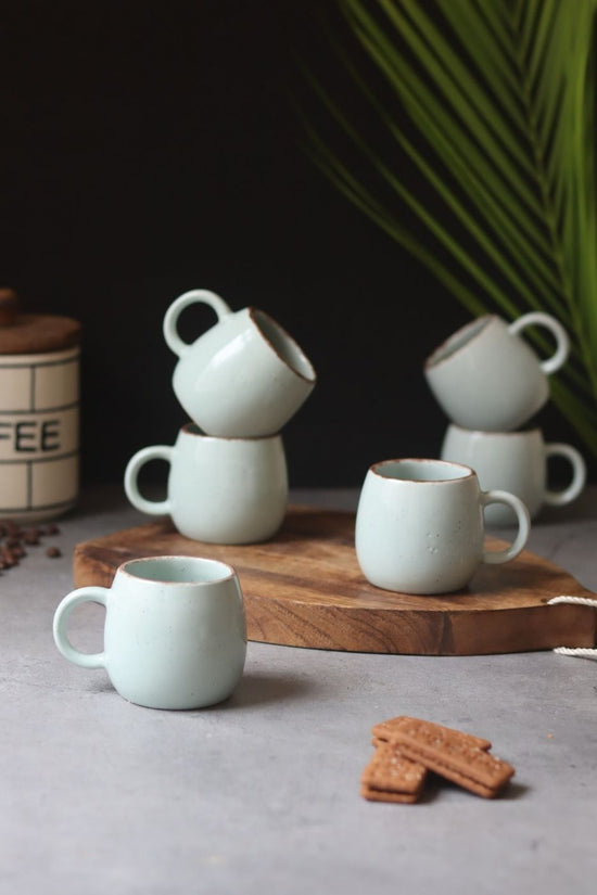 Cool Blue Ovule Shape Tea Cups - Set of 6 with premium quality material