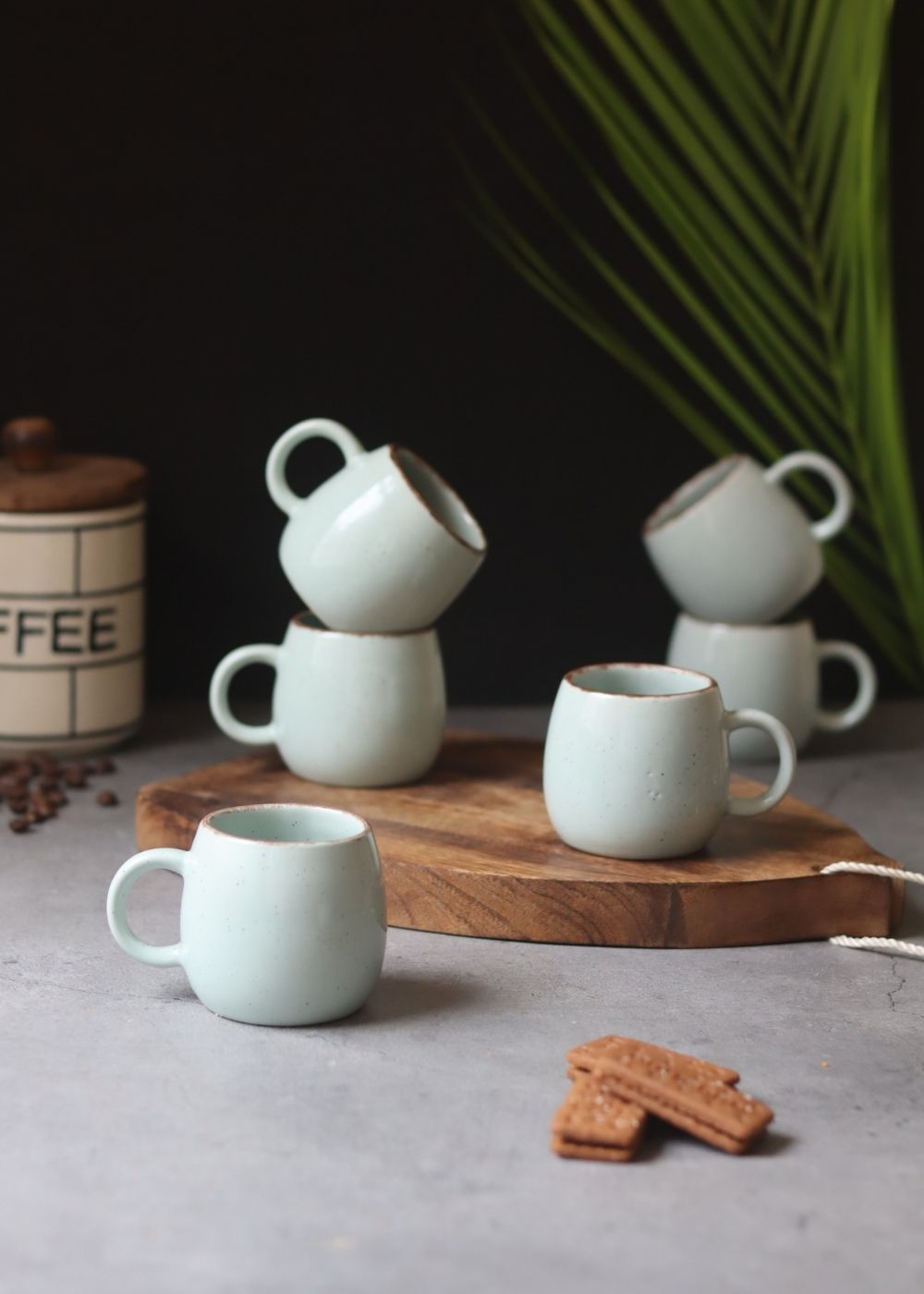 Cool Blue Ovule Shape Tea Cups - Set of 6 with premium quality material