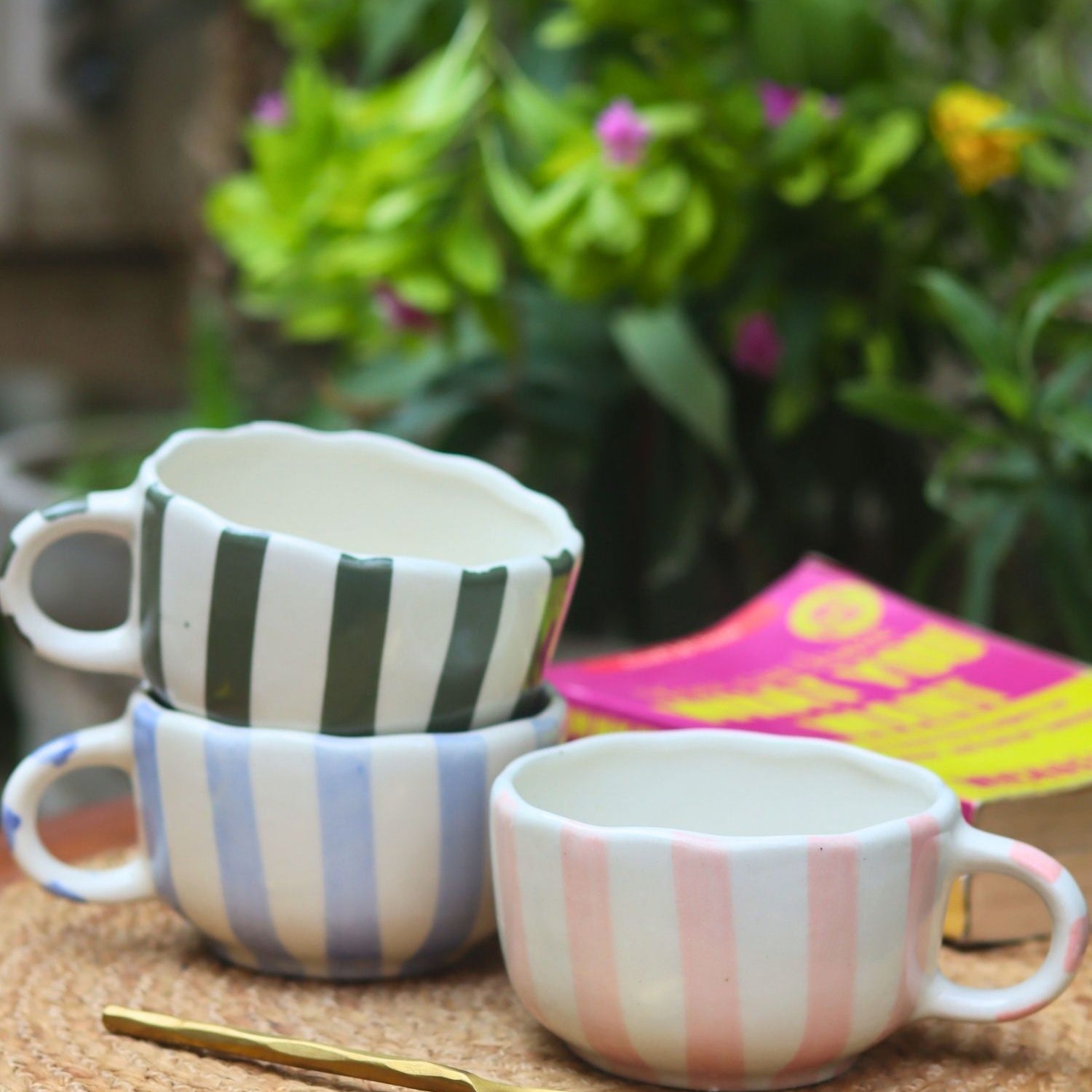 Handmade Set of 3 - The Striped Mugs combo