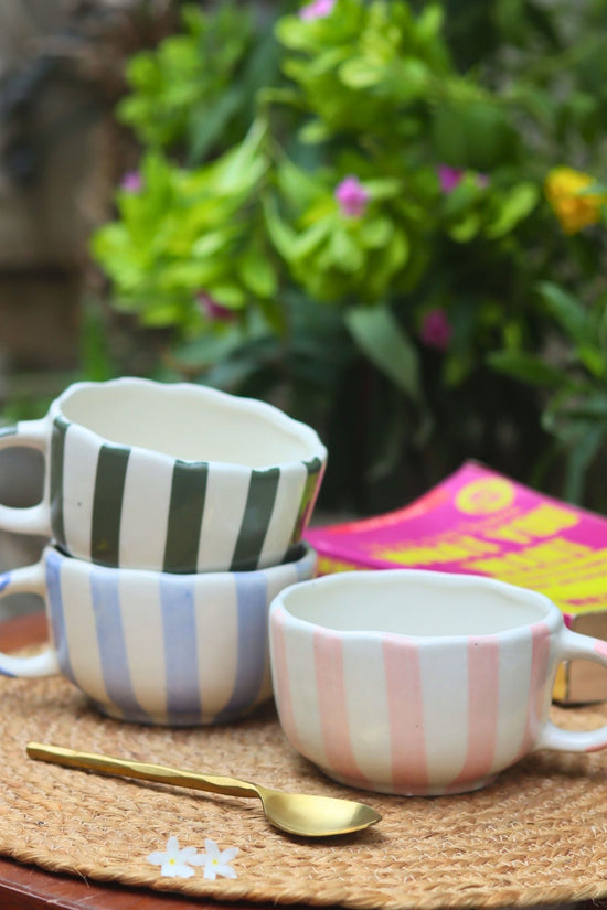 Handmade Set of 3 - The Striped Mugs combo