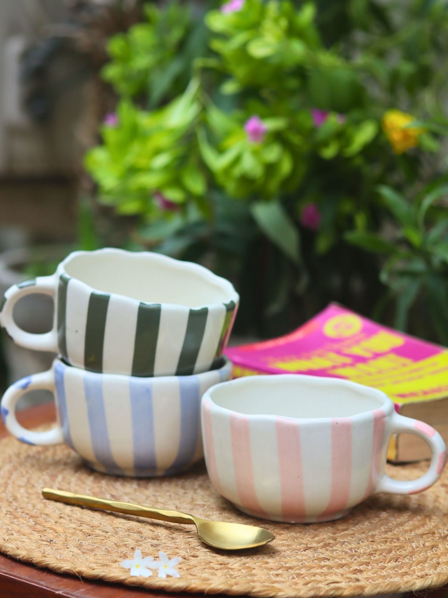 Handmade Set of 3 - The Striped Mugs combo