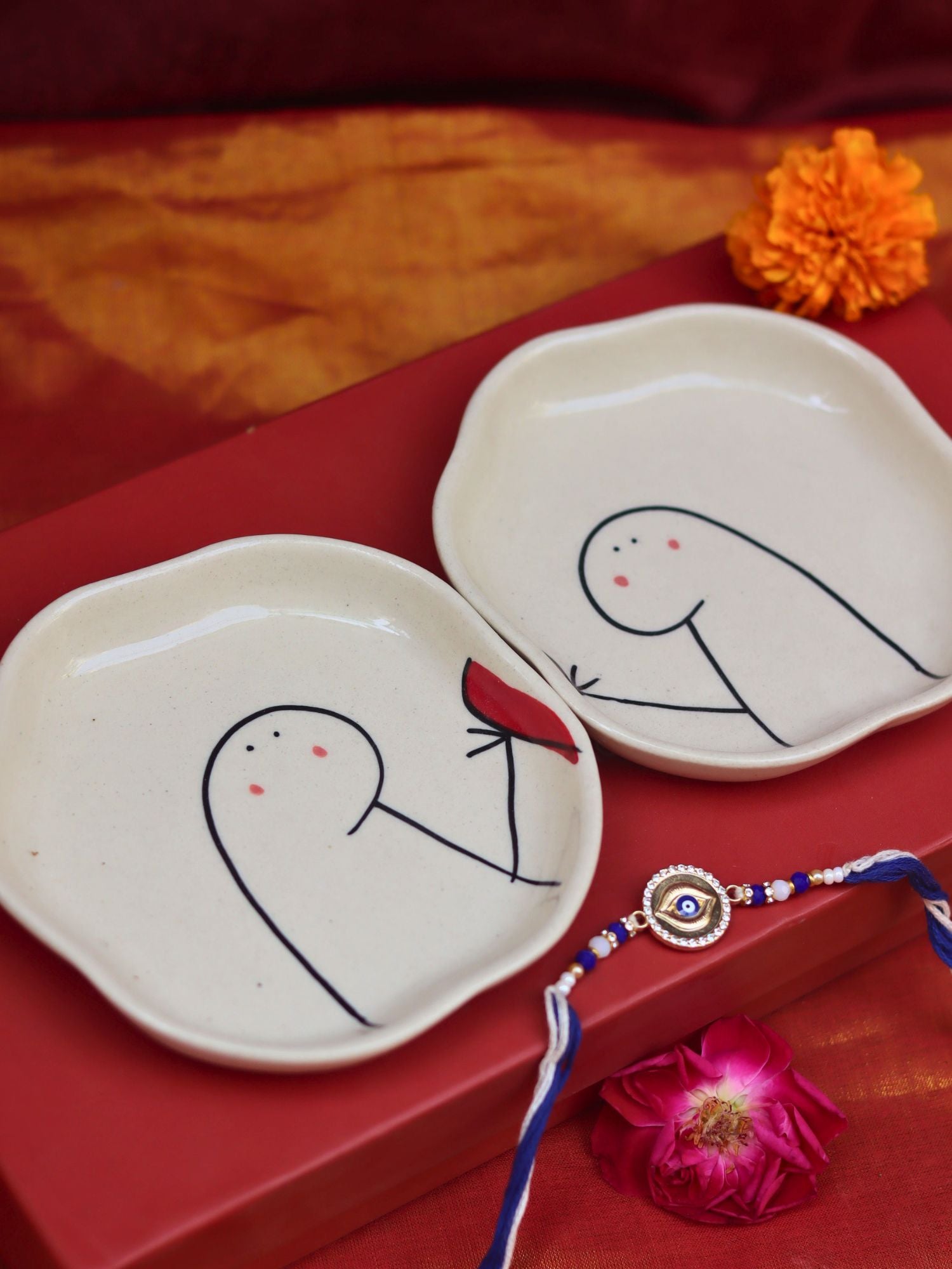 Hum - Tum Handmade Dessert plate Rakhi Gift box handmade in india