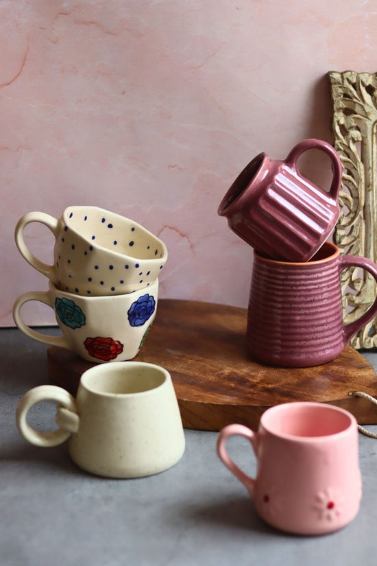 Set of 6 Sip & Smile Mugs Combo (for the price of 5) handmade in India