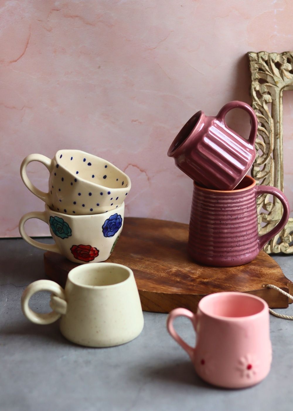 Set of 6 Sip & Smile Mugs Combo (for the price of 5) handmade in India