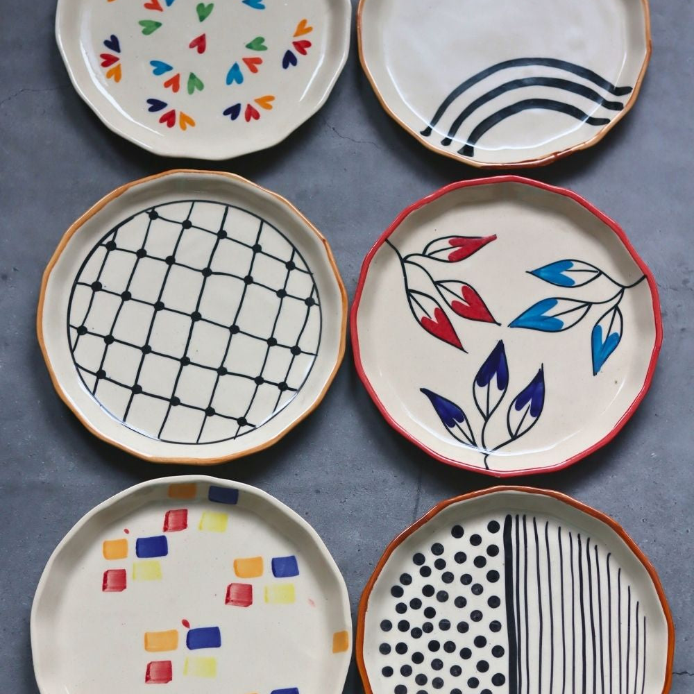 Set of 6 Floral Feast Snack Plate (for the price of 5) made by ceramic