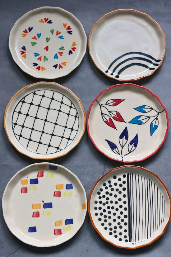Set of 6 Floral Feast Snack Plate (for the price of 5) made by ceramic