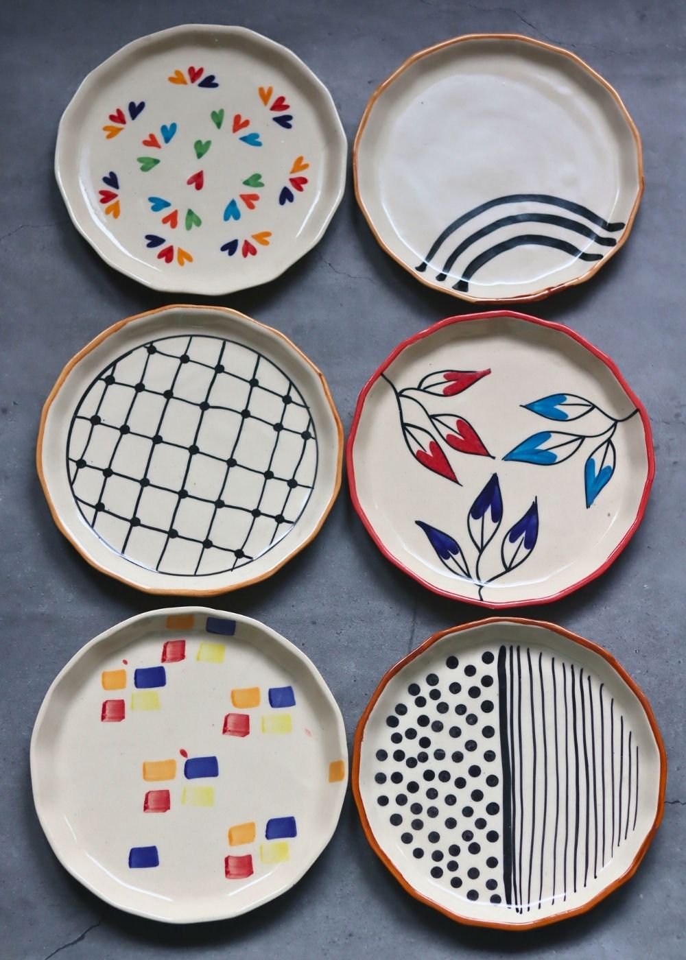 Set of 6 Floral Feast Snack Plate (for the price of 5) made by ceramic