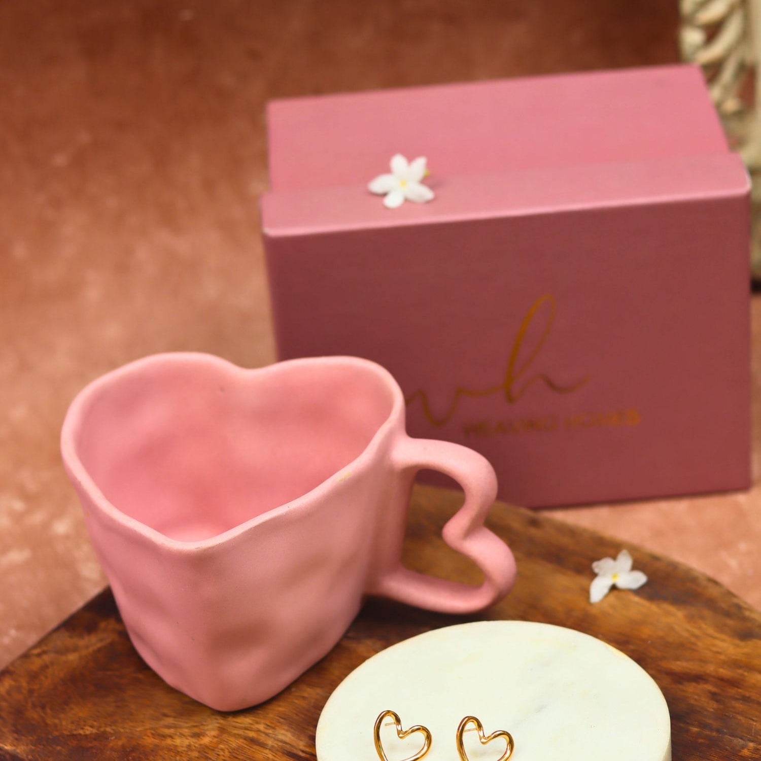 Dusty Pink Heart Shaped Karva Chauth hamper handmade in india