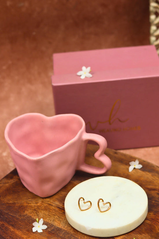 Dusty Pink Heart Shaped Karva Chauth hamper handmade in india